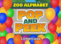 details of game - Zoo Alphabet Pop and Peek (Lowercase)