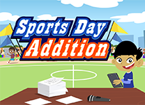 Help Punctuation Mark fix the Sports Day scores by solving two-digit addition problems that require regrouping.