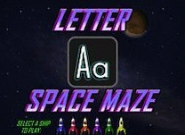 Practice recognizing the letter <span class="aofl-italics">A</span> while helping a spaceship fly through a maze.