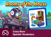 details of game - Crazy Race: Rooms of the House—Spanish Vocabulary