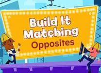 Match opposite words as they build towers.