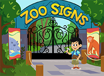 Help a boy fix the animal signs at the zoo by choosing the correct chunks to spell a multisyllabic word.