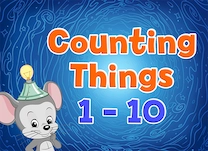 This short quiz game tests your ability to count a collection of 1–10 items.