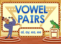 details of game - Vowel Pairs: <span class="aofl-italics">ai, ay, ea, ee</span>