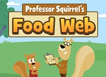 Help Professor Squirrel teach Nutly about food webs by selecting the correct animals or plants for each link in the web for a certain area.
