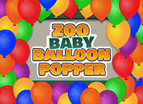 Pop balloons to reveal a picture of a baby zoo animal with its mother.