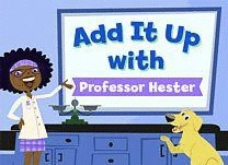 Help Professor Hester balance a scale by completing addition number sentences.