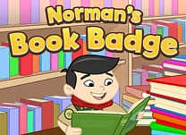 Help Norman earn his book badge by answering questions about the elements of nonfiction texts.