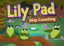 Help the frogs cross the river safely by skip-counting by 10s to create a path of lily pads.