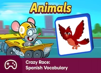 details of game - Crazy Race: Animals—Spanish Vocabulary