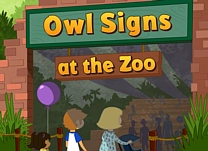 Help a zookeeper complete signs at the owl exhibit by choosing follow-on sentences that use transition words.