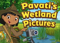 Help Pavati complete her wetlands photo album by taking pictures of animals based on the clues she provides.