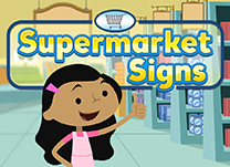Help Maggie and Marie spell the words pictured on supermarket signs.