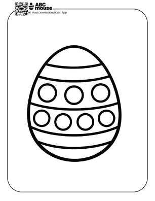 Easter egg decorated with circle and stripe patterns free printable coloring page from ABCmouse.com.