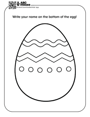 Decorated Easter egg with space to write your name at the bottom free printable coloring page from ABCmouse.com.