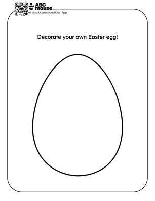 Blank Easter egg outline for kids to decorate free printable coloring page from ABCmouse.com.