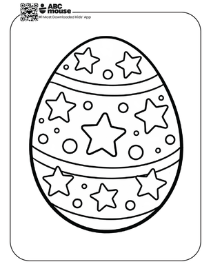 Easter egg decorated with stars and dots free printable coloring page from ABCmouse.com.