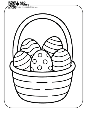 Simple easter basket with eggs free printable coloring page for kids from ABCmouse.com.