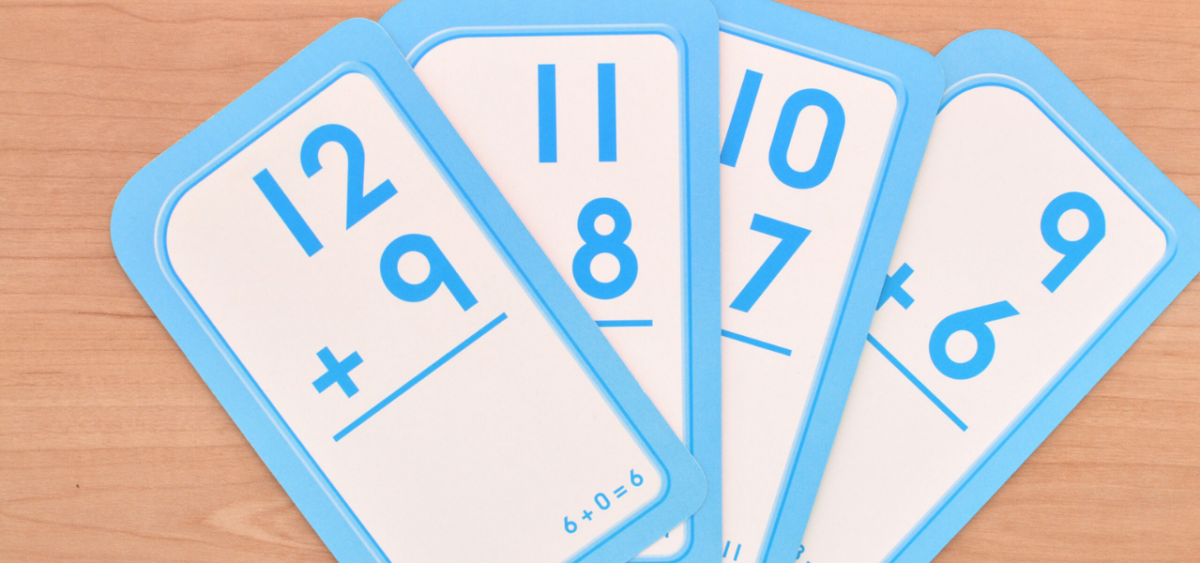 Math addition and subtraction playing flash cards
