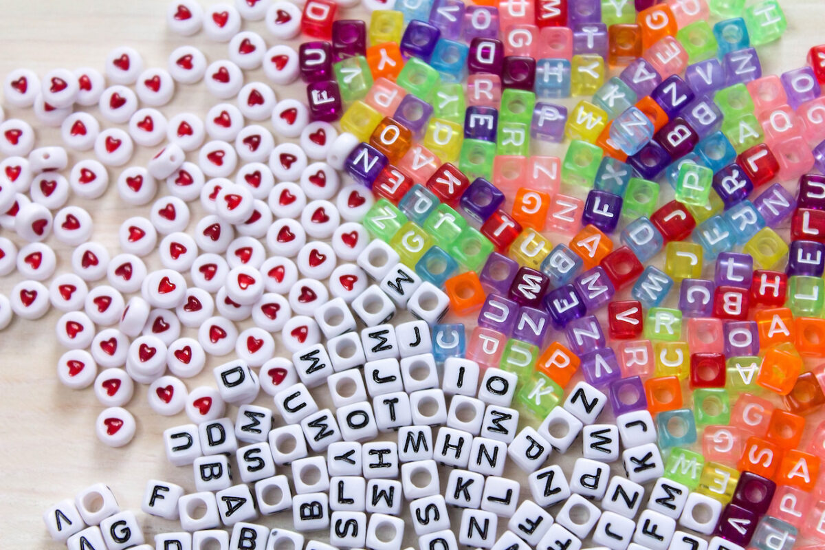 Colorful letter beads. 