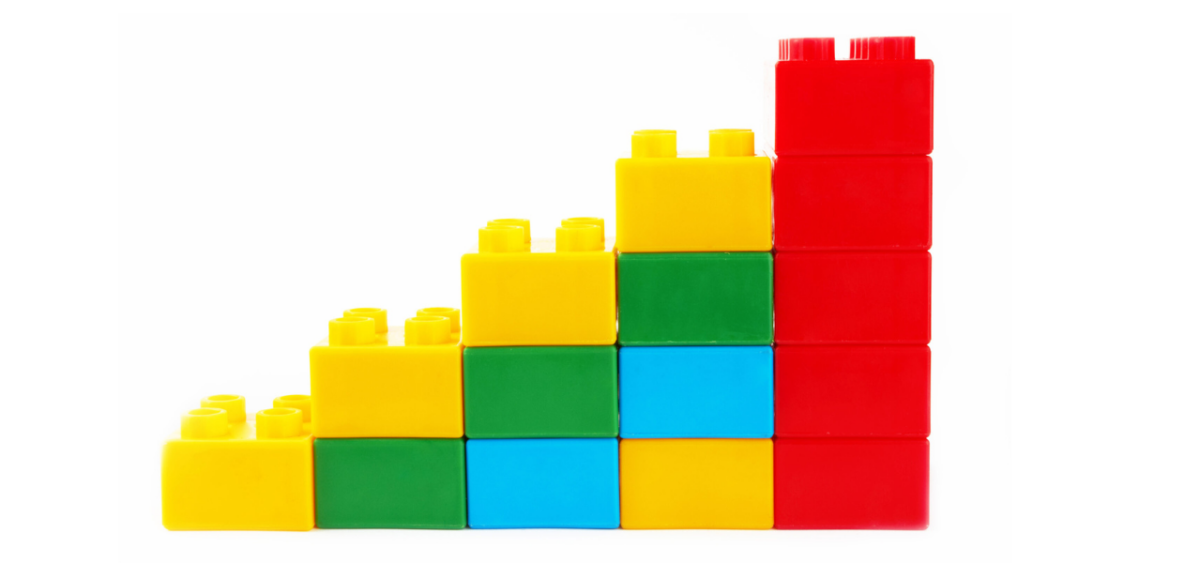 Colored blocks stacked in groups to practice counting 