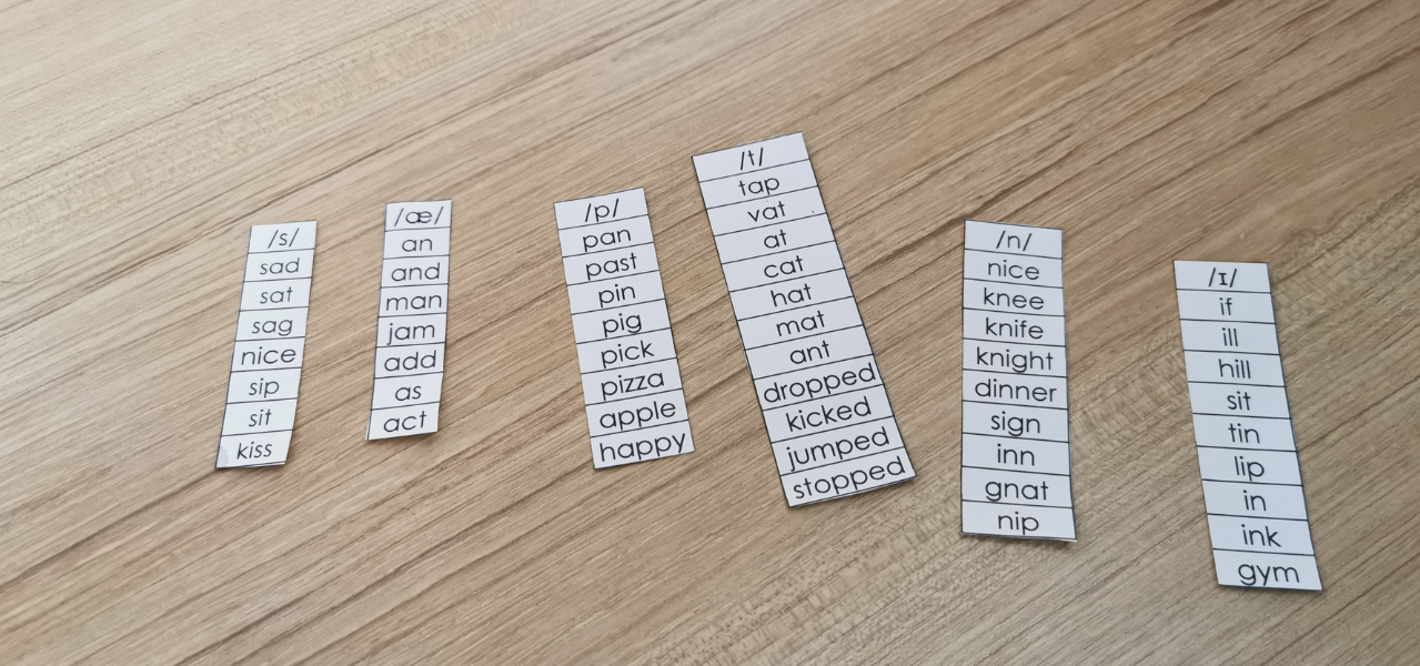 Sight word lists laying on a table. 