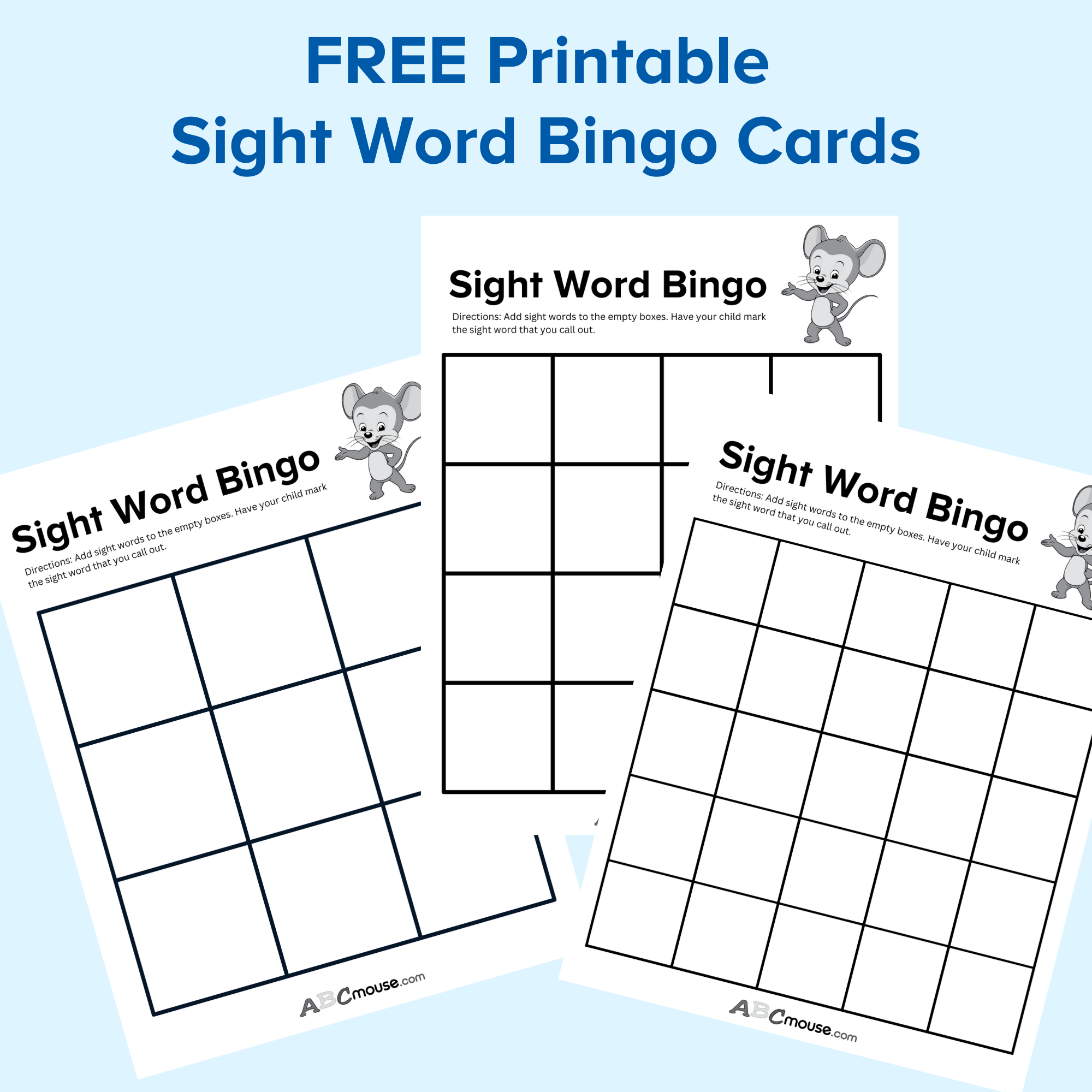 Free printable sight word bingo cards from ABCmouse.com.