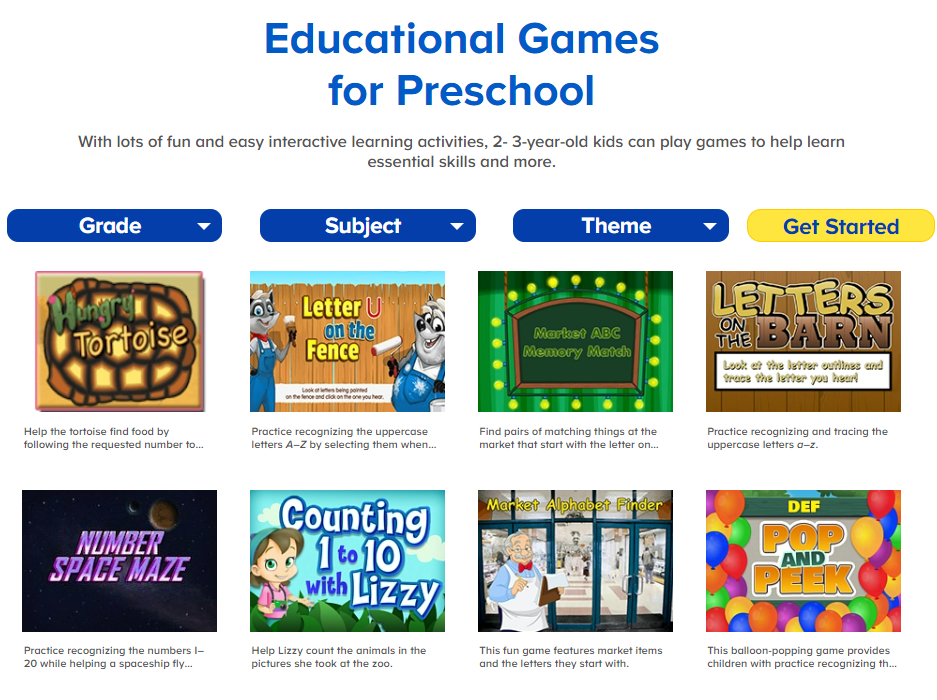 ABCmouse preschool games that are educational and good for vocabulary growth. 