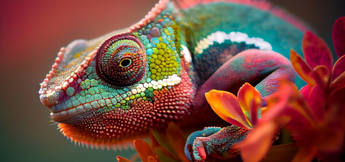 Colorful chameleon with lots of texture. 