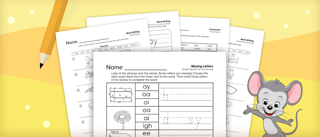 Vowel Teams Matching Game - ai - Matching pairs