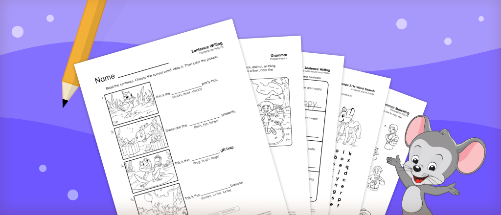 Noun and Pronoun Practice Worksheets for First and Second Graders