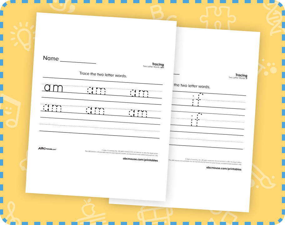 Free printable two letter sight word reading worksheets from ABCmouse.com.