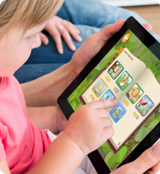 Child playing on the ABCmouse.com App. 