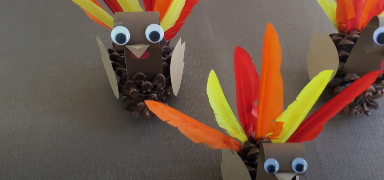 Thanksgiving Craft for Kids: Pine Cone Turkey
