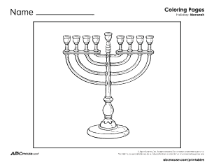 Hanukkah Menorah free printable coloring page.