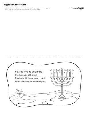 Printable Happy Hanukkah card that kids can color