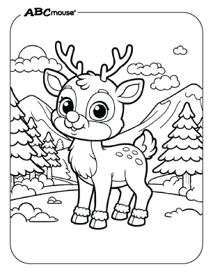 Free printable Rudolph the red nose reindeer coloring page. 