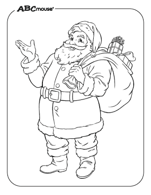 Free printable coloring page of Santa Clause with his sack of toys. 