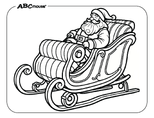 Free printable coloring page of Santa Clause sitting in his sleigh. 