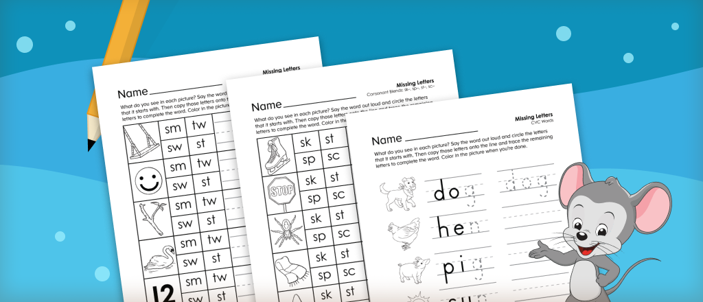 Free printable missing letter activity worksheets for kindergarten from ABCmouse.com