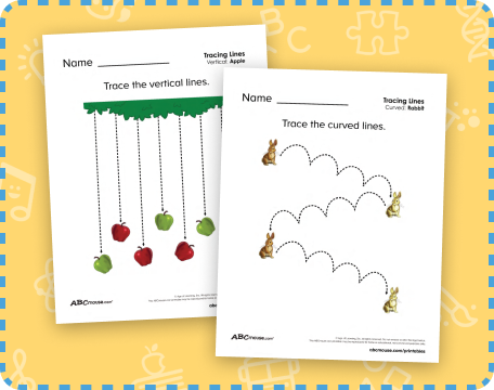 Free printable tracing line worksheets for preschoolers by ABCmouse.com.