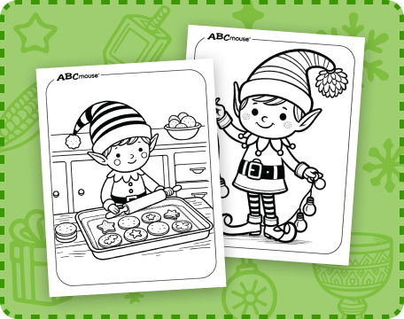 Free printable elf coloring pages for kids from ABCmouse.com.