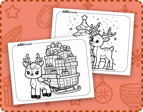 Free printable Christmas reindeer coloring pages for kids from ABCmouse.com