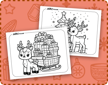 Free printable reindeer coloring pages for Christmas from ABCmouse.com