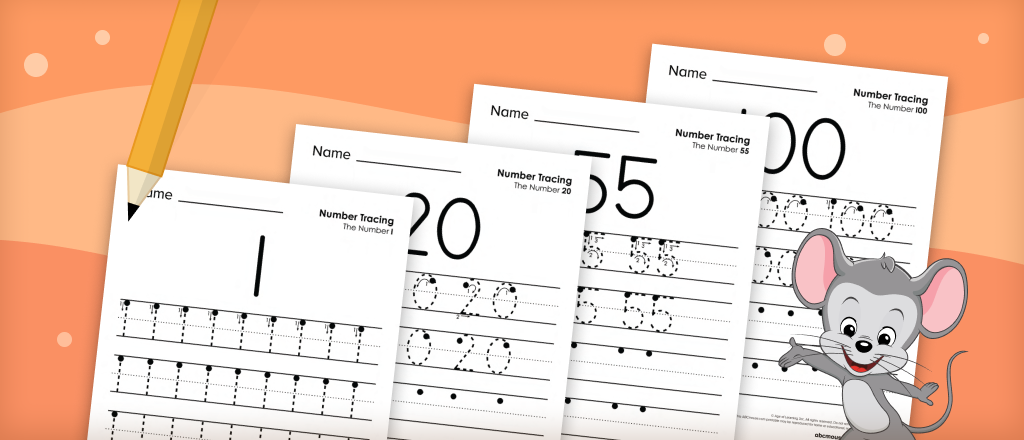 Free printable number tracing worksheets from ABCmouse.com. 