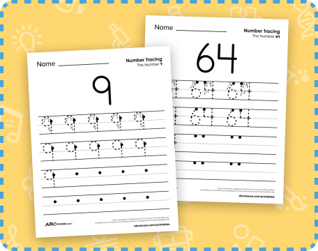 Free printable number tracing worksheets for kindergarten children from ABCmouse.com. 
