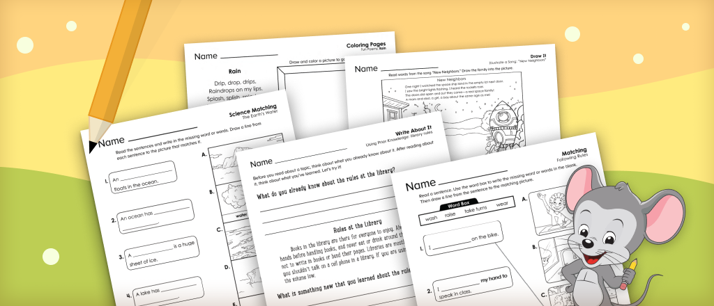 Free printable reading comprehension worksheets from ABCmouse.com.  
