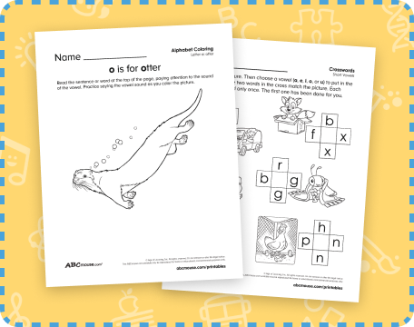 Free printable short vowel sounds worksheets from ABCmouse.com 