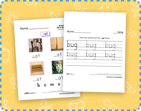 Free printable word family reading worksheets from ABCmouse.com.