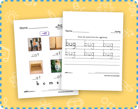 Free printable word family worksheets from ABCmouse.com. 